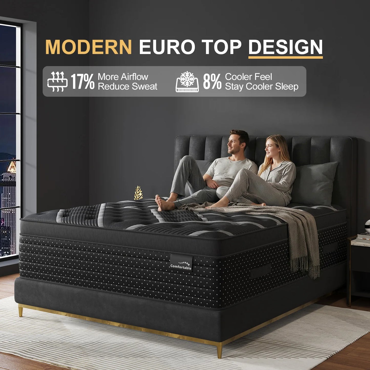 12/14in Hybrid Gel Memory Foam Mattress with Pocket Spring, Medium Firm, Motion Isolation Mattress in a Box