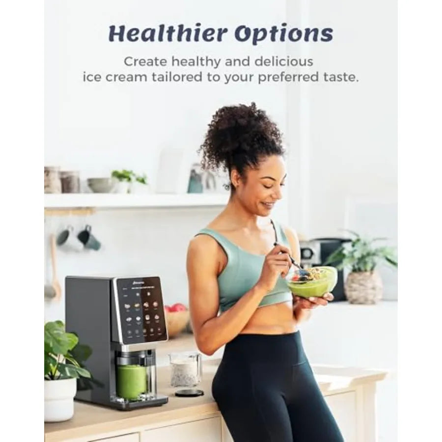Máquina para hacer helados sin congelador, para helados caseros, gelato, granizados, yogur, sorbetes, 10 programas preestablecidos, funciones de repostería y mezcla.