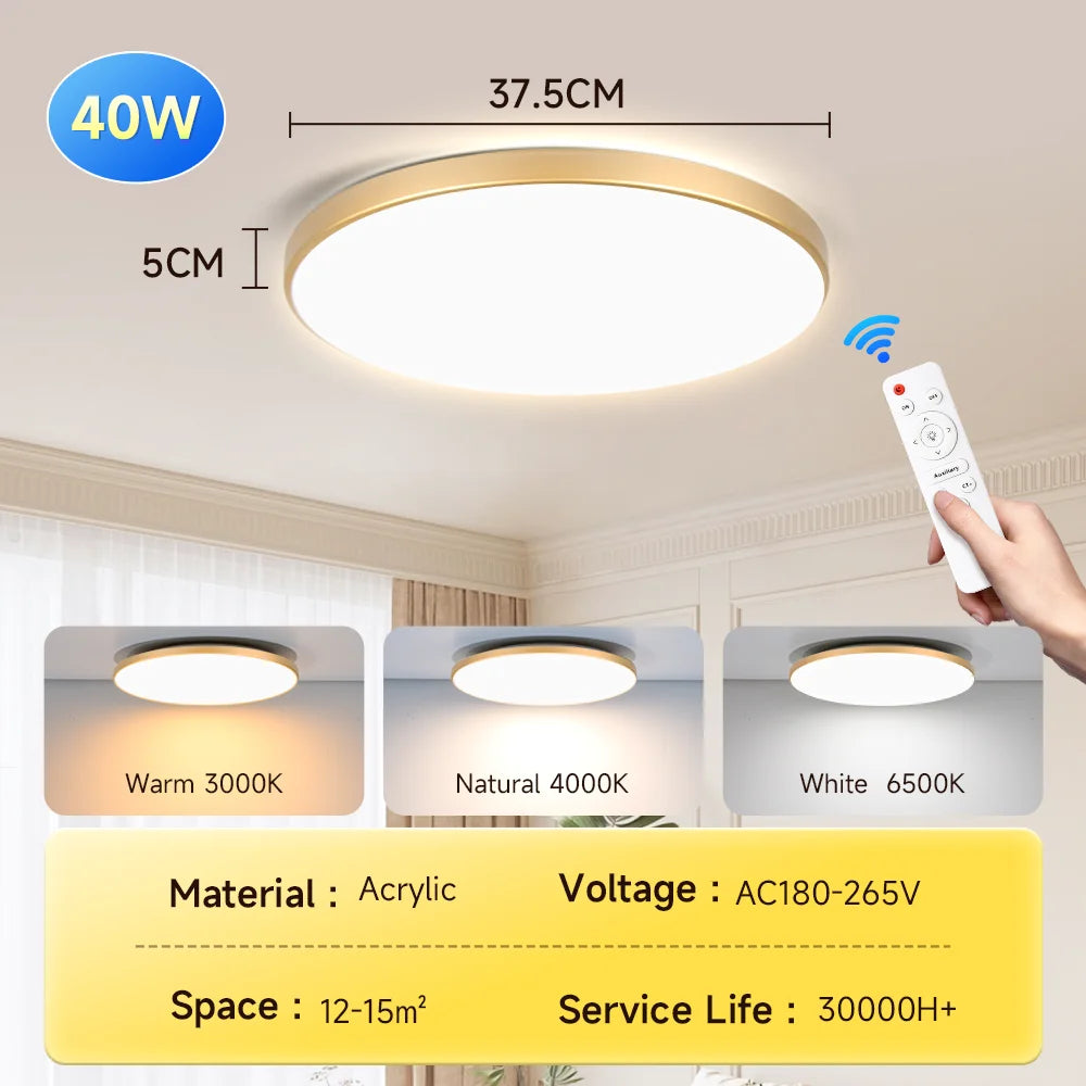 Lámpara de techo con control remoto, lámpara led para dormitorio, lámparas de techo grandes, luces Led con control remoto, luces led regulables