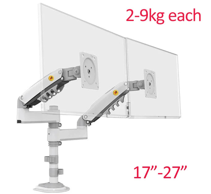 Soporte de Escritorio para Dos Monitores NB H180 de 17'-27' y 22'-32', Brazo con Resorte de Gas, Movimiento Completo, para TV LCD, 2-9kg, 2-12kg, Abrazadera de Doble Brazo