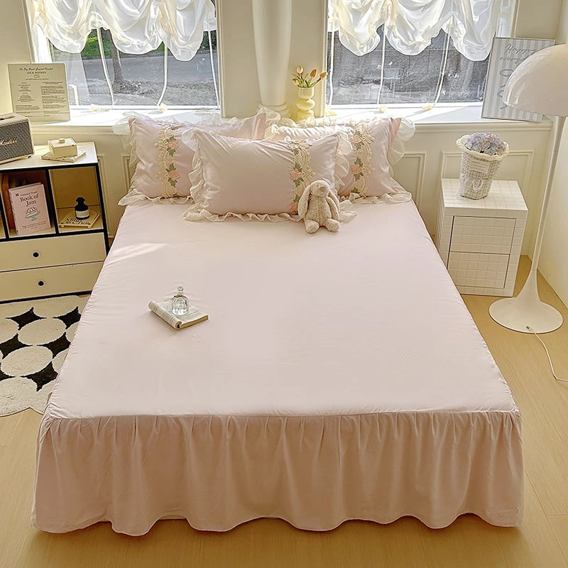 Juego de Ropa de Cama Estilo Princesa INS 2026, con Volantes, Encaje y Lazo, Funda de Edredón Romántica para Mujer, Juego de 4 Piezas