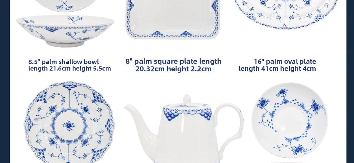 Juego de vajilla de porcelana blanca de Jingdezhen con diseño de hierba Tang azul y blanca, plato llano para uso doméstico, t...
