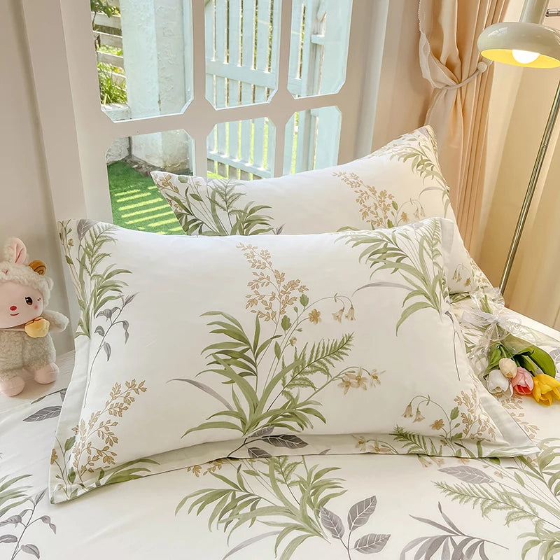Juego de funda nórdica 100% algodón de 3 uds (1 funda nórdica + 2 fundas de almohada, sin núcleo), juego de cama con estampado de flores frescas, suave y cómodo