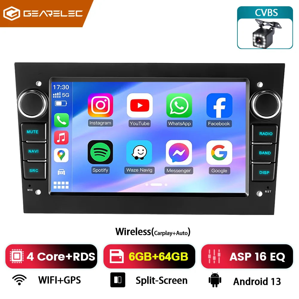 Radio Multimedia de coche 2Din para Opel Astra Antara Corsa 7 pulgadas inalámbrico CarPlay Android Auto receptor de Radio FM reproductor estéreo de coche