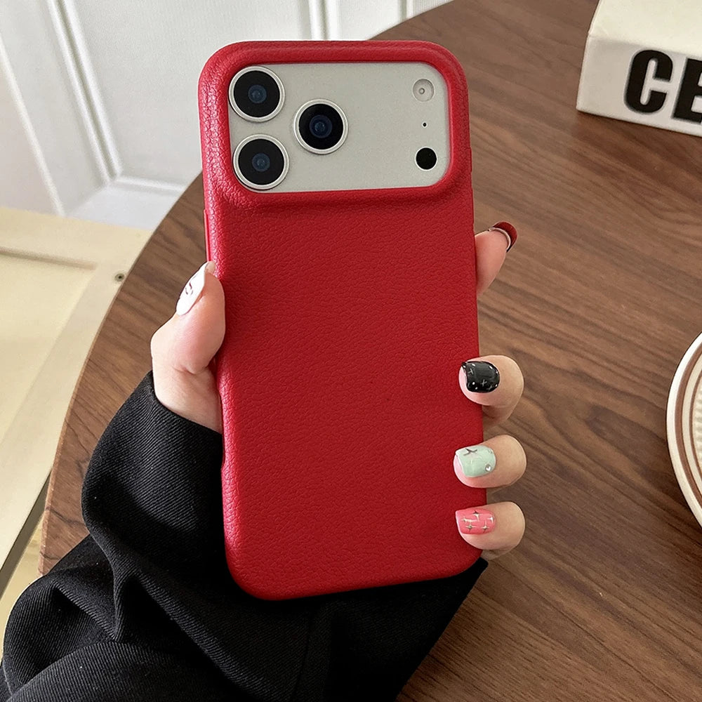 Funda de teléfono con textura de cuero de lujo para iPhone 17 Pro Max 17 Air 16 Plus 15 14 13 12 11 Pro Max, carcasa suave de TPU a prueba de golpes