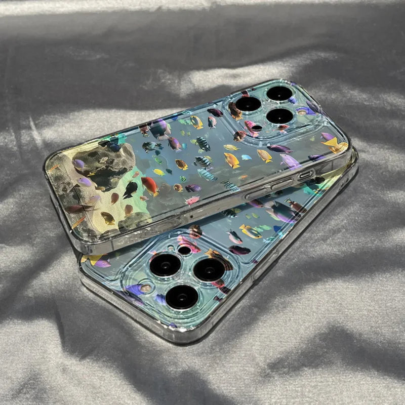 Funda de teléfono bonita con forma de Animal del océano para iPhone 11, Funda protectora transparente para iPhone 15, 13, 14, 12, 16 Pro Max 8, 7 Plus, XR, XS, X SE