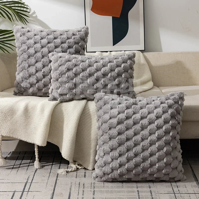 Funda de almohada tejida de terciopelo con copos de nieve, funda de almohada de Color sólido, funda de cojín de cintura suave y cómoda para sala de estar, sofá, decoración del hogar