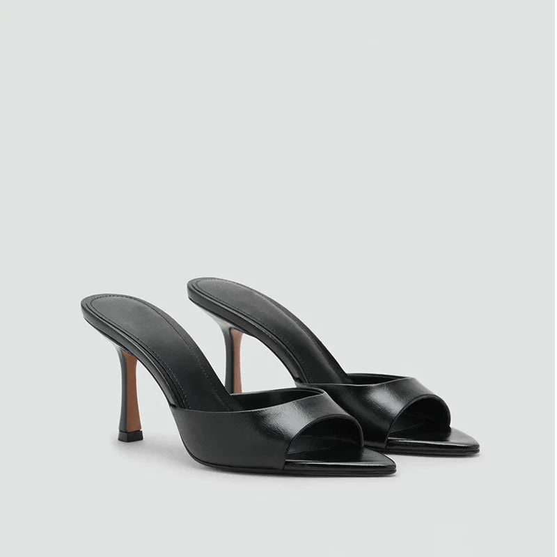 Sandalias de Tacón Alto para Mujer, Primavera-Verano 2026, Nuevas Sandalias Elegantes de Cuero Pintado, Sandalias de Tacón Alto para Uso en Exteriores