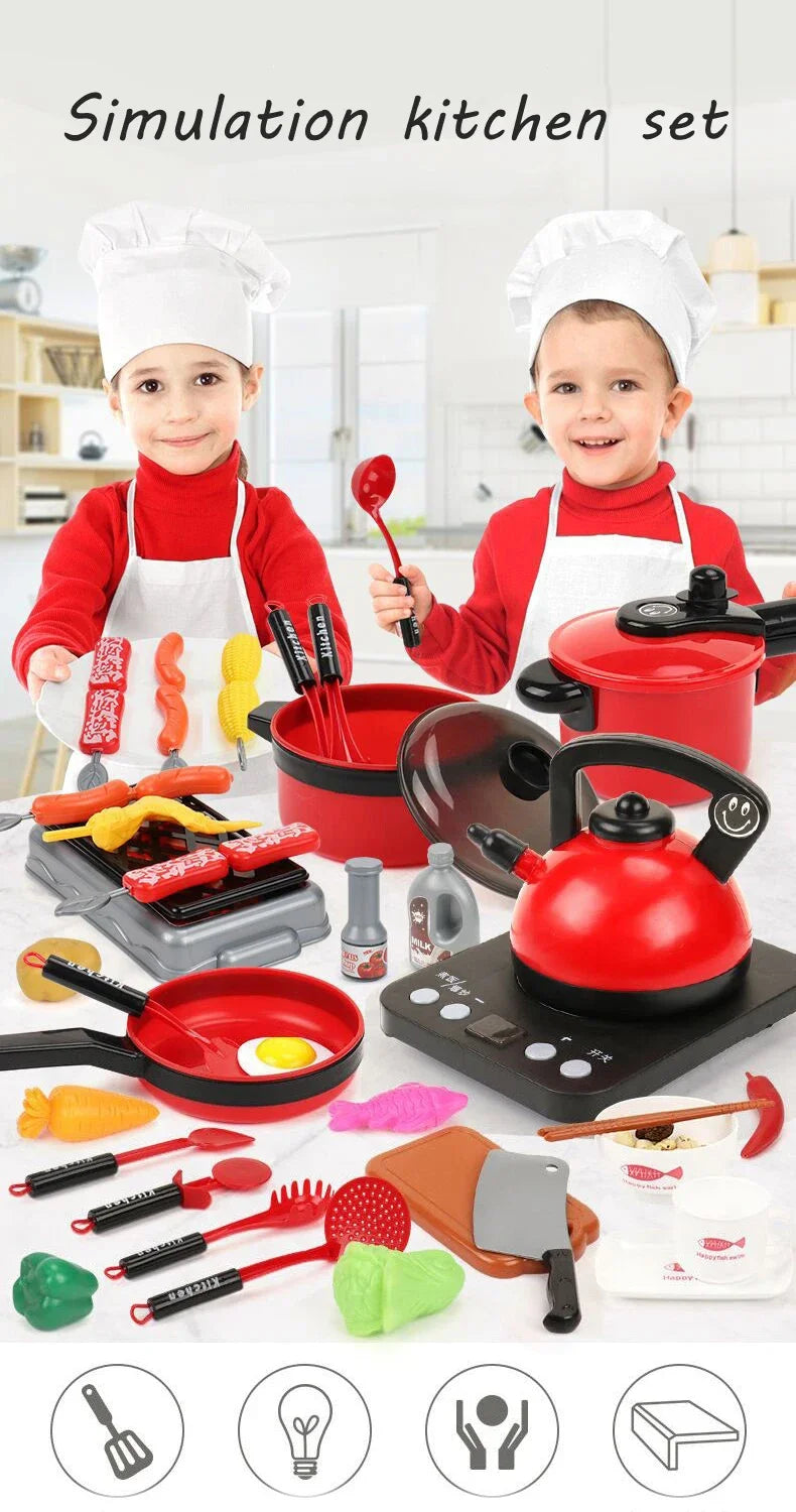 Juego de juguetes de cocina para niños y niñas, utensilios de cocina para cortar frutas, educación de simulación, juego de simulación