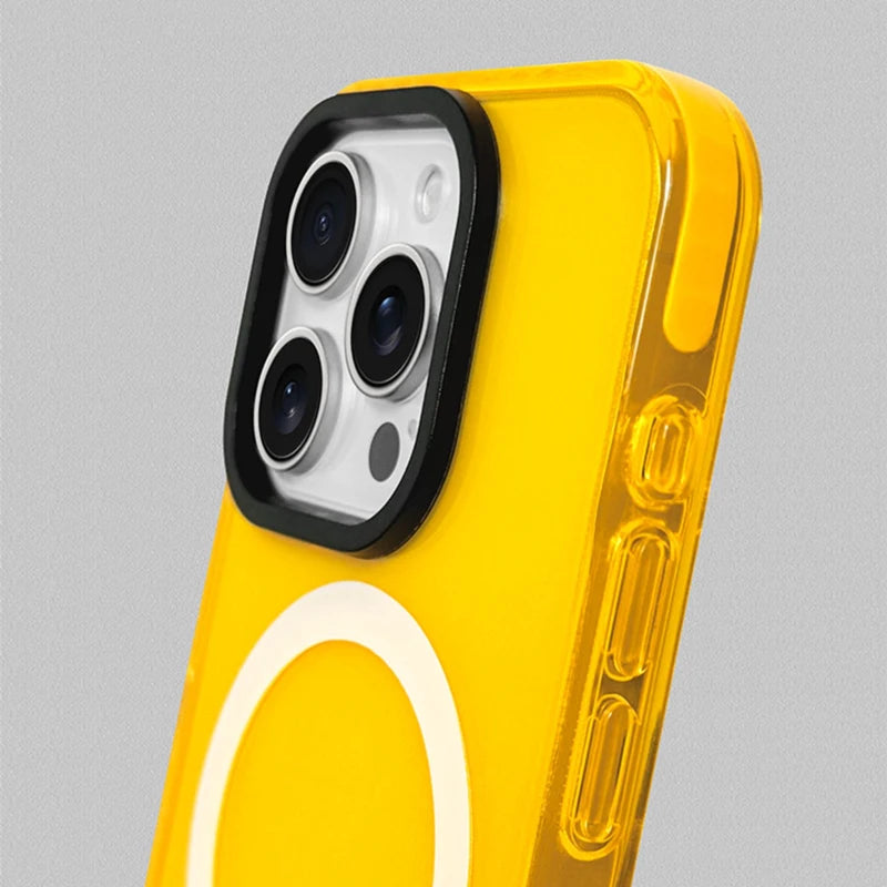 Funda Transparente de Silicona Suave con Carga Inalámbrica MagSafe en Colores Neón para iPhone 17, 17 Pro Max, 15, 16 Pro, 13, 14, 12