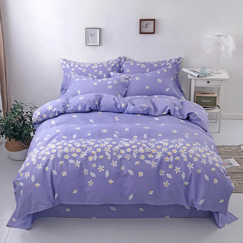 Juego de fundas de edredón 100% de algodón, ropa de cama con estampado de flores, suave y agradable para la piel, 1 unidad, 2 fundas de almohada, 3 unidades