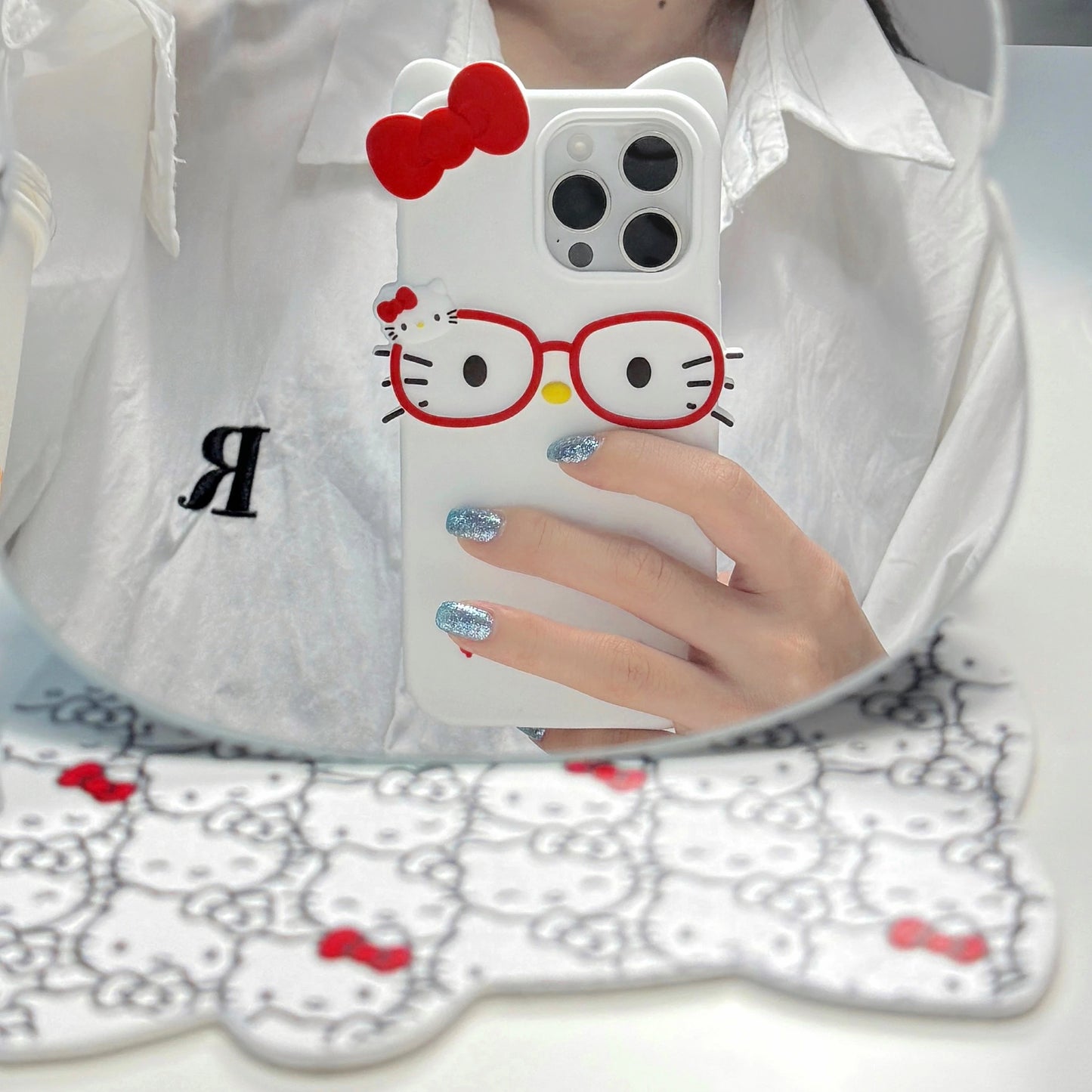 Funda de teléfono estereoscópica 3D para iPhone 17 16 15 14 13 12 11 Pro Max, fundas con lazo de Hello Kitty de dibujos animados bonitos de Sanrio, funda de silicona suave