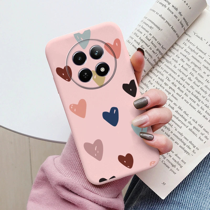 Funda para Realme 12 4G 12 + 13 + Plus 13 Pro + Plus 5G bonita funda trasera con forma de corazón y flor de silicona suave mate Fundas protectoras de dibujos animados