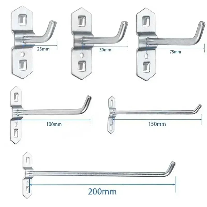 Ganchos para tablero perforado, perchas oblicuas individuales de acero para organización de herramientas de garaje, llavero para utensilios de cocina, 1-10 Uds.