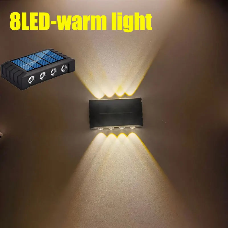 Lámpara Solar de pared de 4/6/8/10LED, decoración de calle para patio, luz impermeable para exteriores, iluminación luminosa arriba y abajo, lámpara de paisaje de jardín