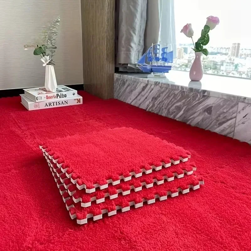Alfombra de juego de felpa para bebés de 4-20 piezas, sin BPA, entrelazado, DIY, alfombra de juego para niños, decoración del hogar, alfombra de protección del suelo