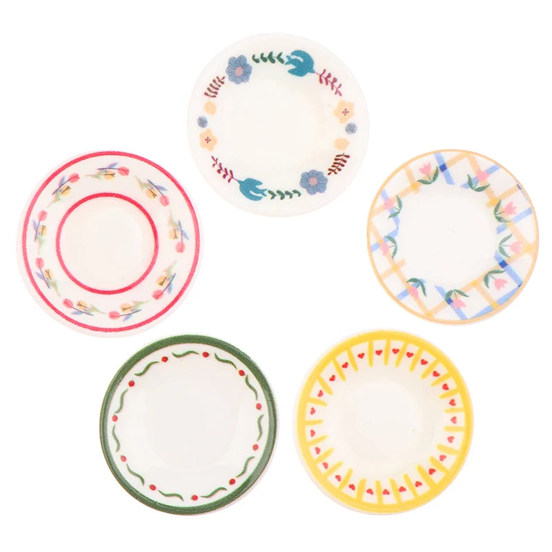 5 Piezas de Mini Platos para Casa de Muñecas 1/12, Modelo de Simulación de Cocina, Decoración para Casa de Muñecas, Accesorios para Casa de Muñecas, Juguetes de Imitación