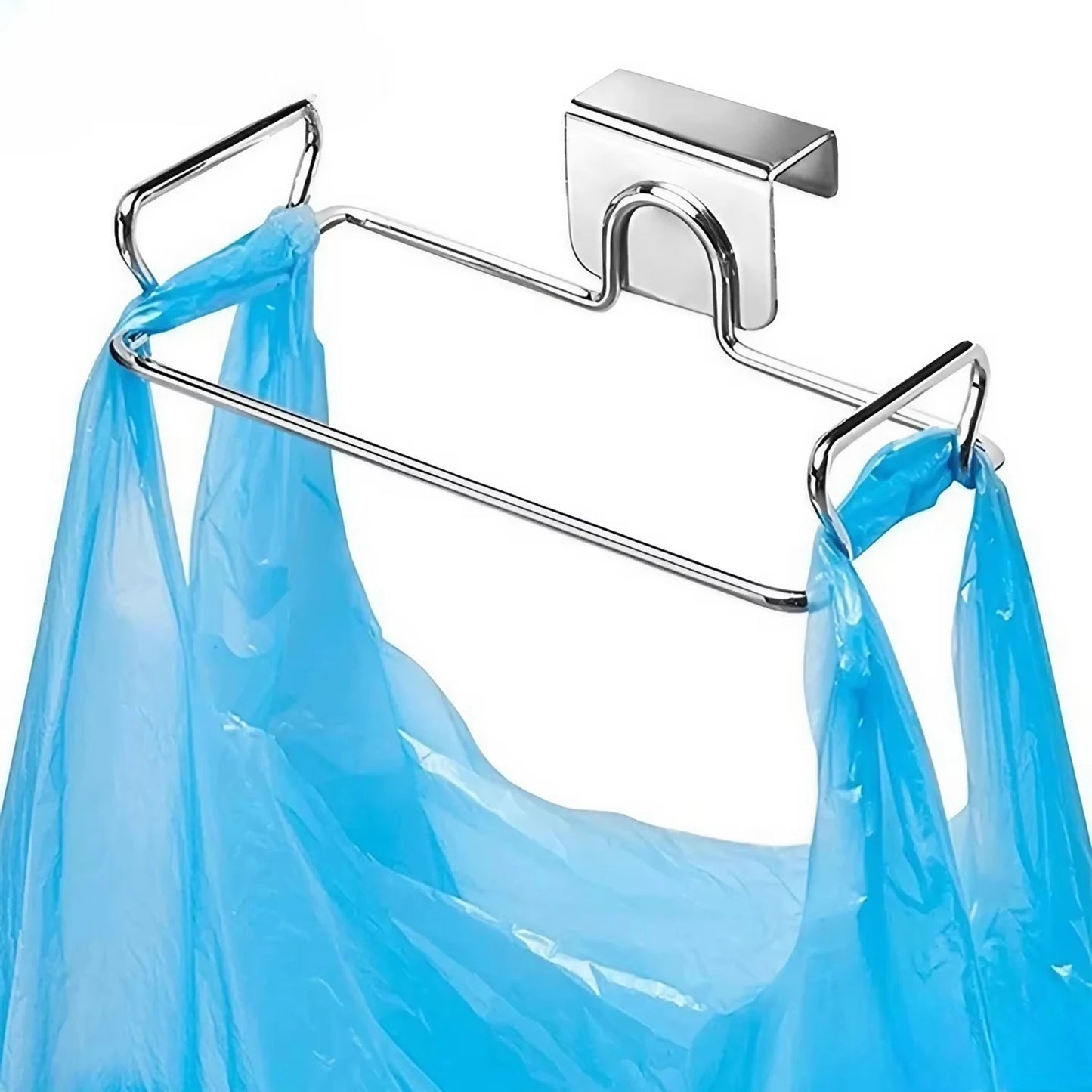 Estante de Cocina de Acero Inoxidable Sin Perforaciones con Soporte Colgante, Estante para Puerta de Armario con Almacenamiento para Paños y Bolsas de Basura