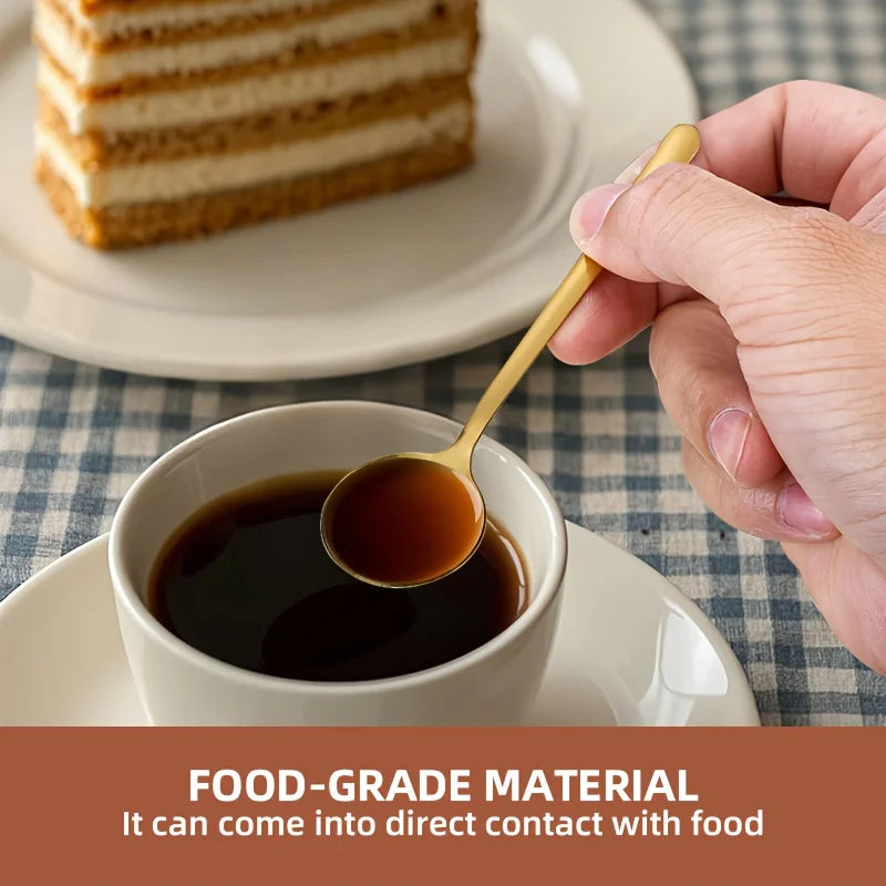 10 Uds. Cucharas de café de acero inoxidable, cucharas de postre, cucharaditas, cucharas de condimentos, adecuadas para el hogar, cafetería, fiesta, suministros de cocina