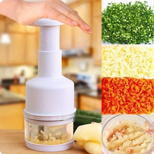 Práctico picador de alimentos manual: dados sin esfuerzo de verduras como cebolla, ajo y hierbas para sus recetas de cocina