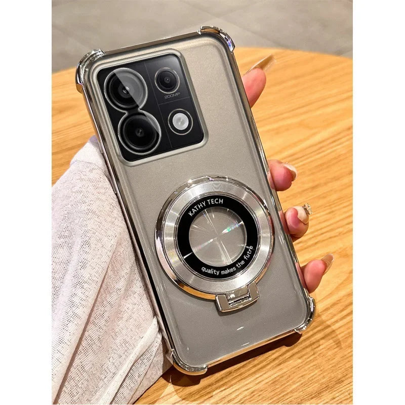 Funda de teléfono con revestimiento magnético para Xiaomi Redmi Note 11 13 14 Pro Plus 12C 13C 14C Poco X3 X5, funda con soporte transparente