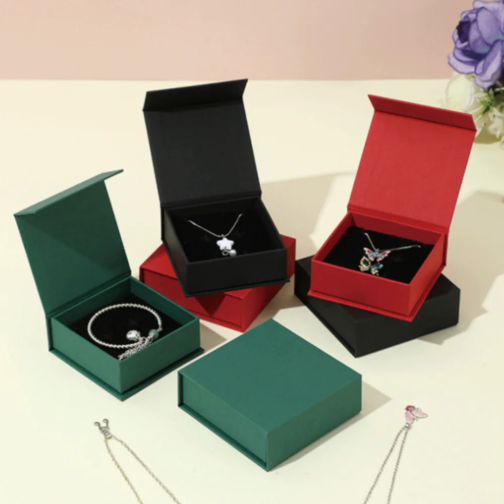Caja de joyería tipo libro con tapa, anillo, pendientes, collar, colgante, estuche organizador, caja de embalaje de regalo de boda para el Día de San Valentín 2026