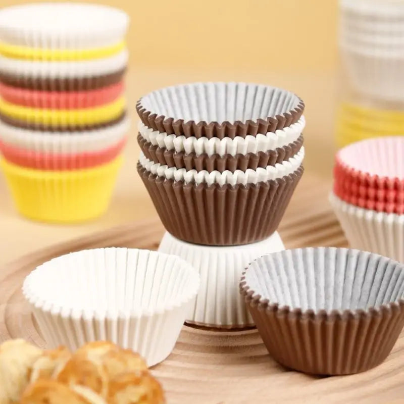 100 Uds. Tazas desechables para muffins, moldes para tarta de huevo, tazas para magdalenas resistentes al calor, revestimientos de papel grueso para magdalenas, moldes para tarta, herramientas para hornear