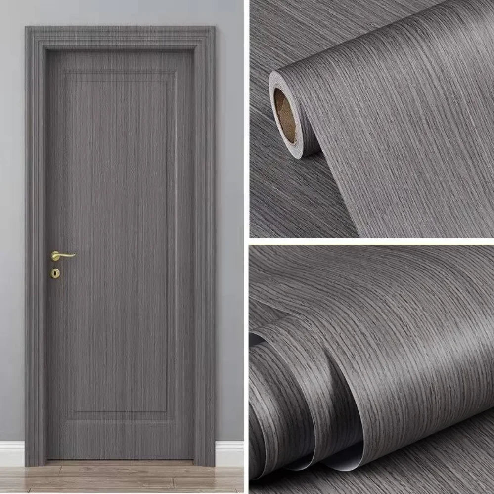 Pegatinas de puerta de grano de madera para armario, mesa, armario, muebles, papel tapiz autoadhesivo de PVC impermeable, decoración del hogar