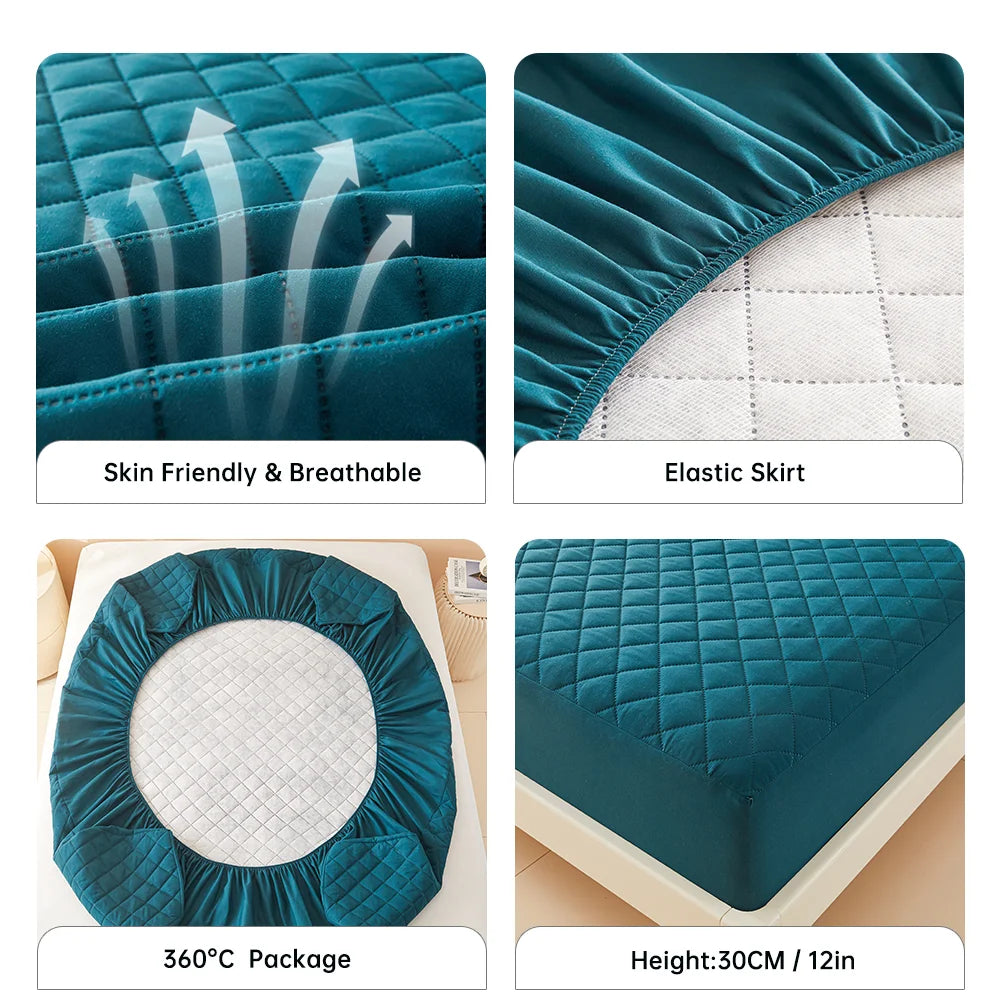 Funda de colchón gruesa de tela de aire 3D, Protector de colchón 100% impermeable, sábana ajustable suave y transpirable (sin funda de almohada), 1 ud.