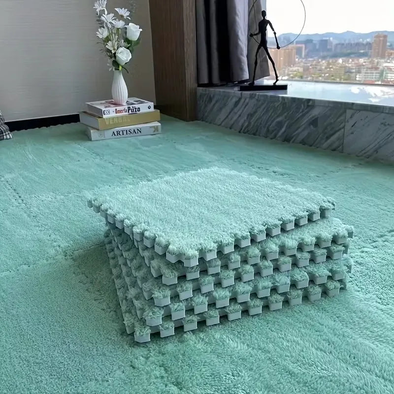 Alfombra de juego de felpa para bebés de 4-20 piezas, sin BPA, entrelazado, DIY, alfombra de juego para niños, decoración del hogar, alfombra de protección del suelo