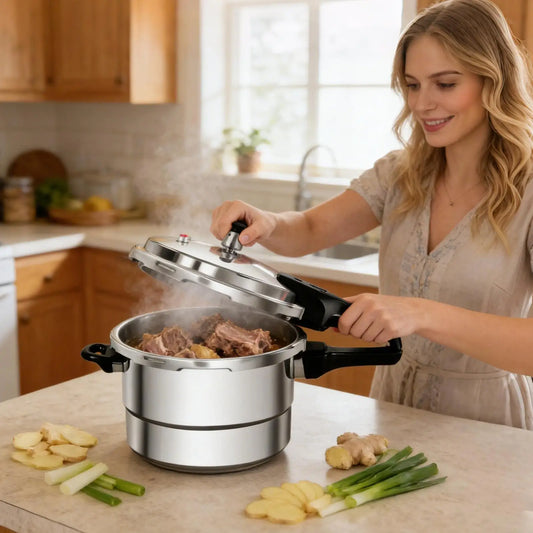 Olla a Presión de Acero Inoxidable de 7L con Rejilla para Cocinar al Vapor, Apta para Estufas Eléctricas y de Gas, Ahorra Energía, Utensilios de Cocina Seguros