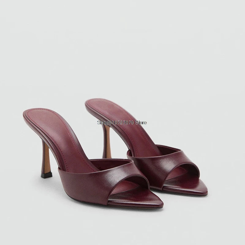 Sandalias de Tacón Alto para Mujer, Primavera-Verano 2026, Nuevas Sandalias Elegantes de Cuero Pintado, Sandalias de Tacón Alto para Uso en Exteriores