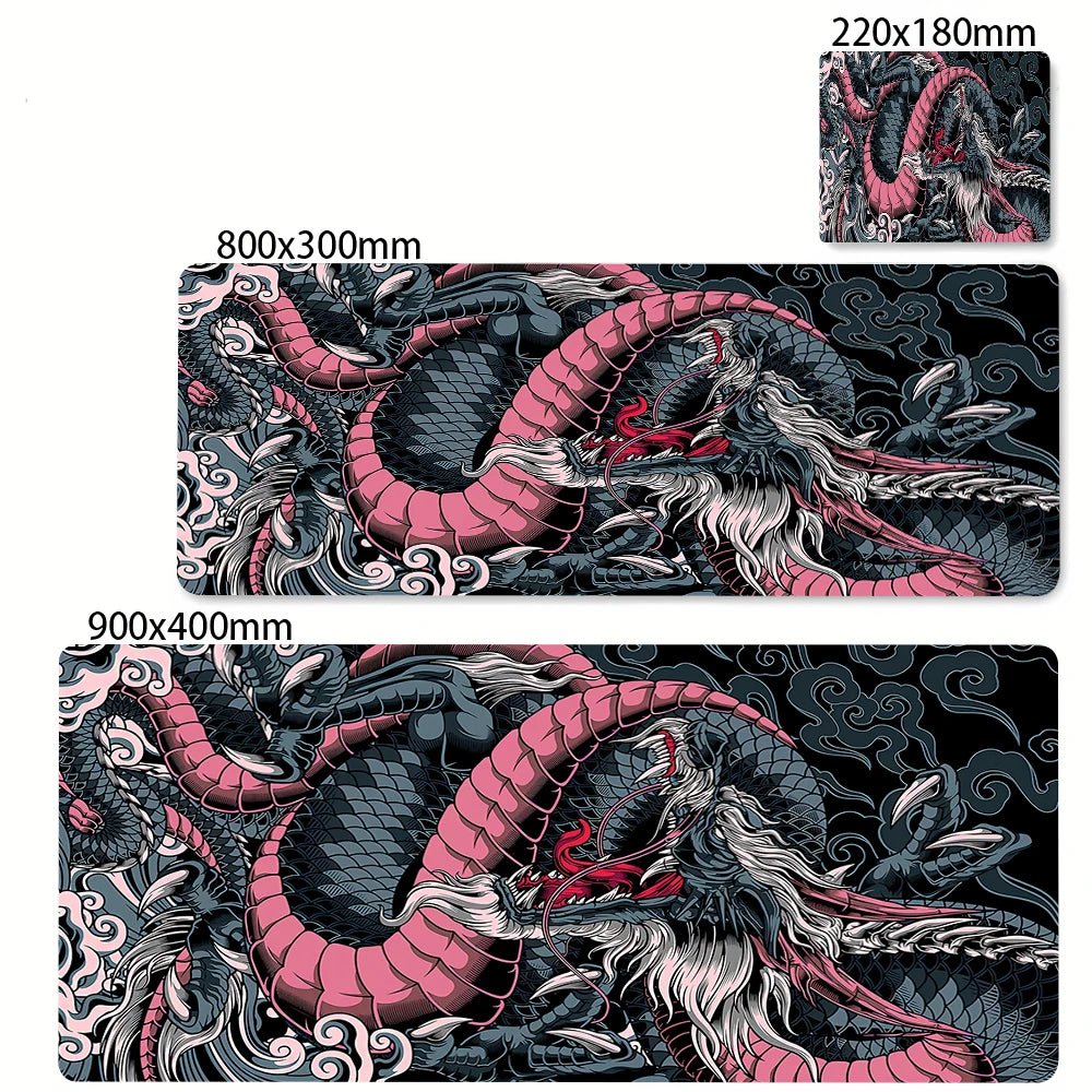 Alfombrilla grande para ratón de dragón blanco y negro, alfombrilla para ratón para juegos, Base de goma grande, alfombrilla para ratón, alfombrilla para escritorio púrpura, alfombrillas para ratón 400x900