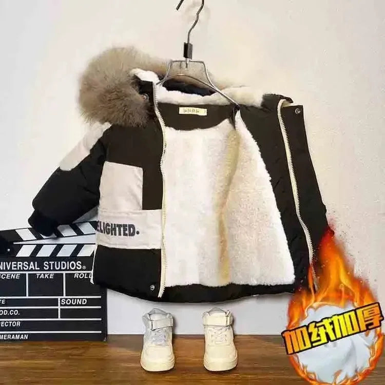 Abrigo para niños, chaqueta, prendas de vestir, Tops de algodón, moda 2023, grueso, además de terciopelo, abrigo de talla grande para invierno y otoño, ropa para niños