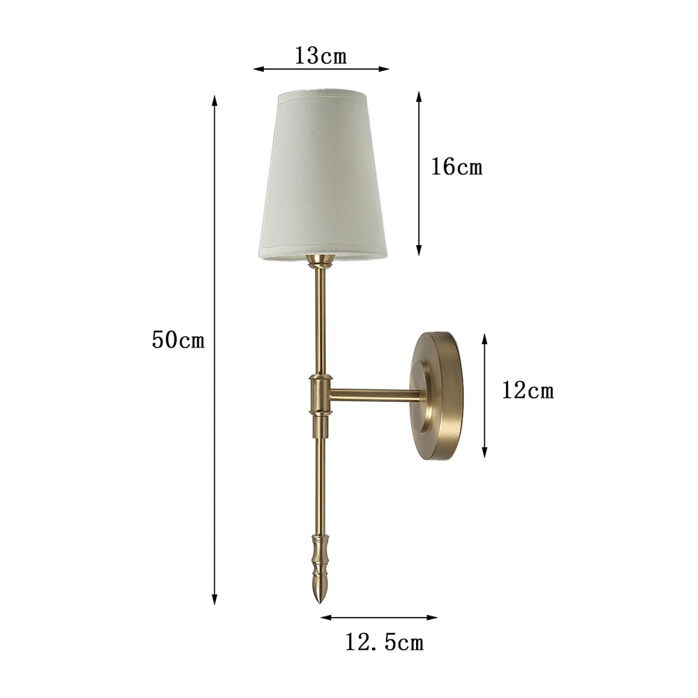 Lámpara de cobre clásica para pared, candelabro Retro para decoración del hogar, mesita de noche, dormitorio, pasillo, escaleras, luminaria interior, luces led