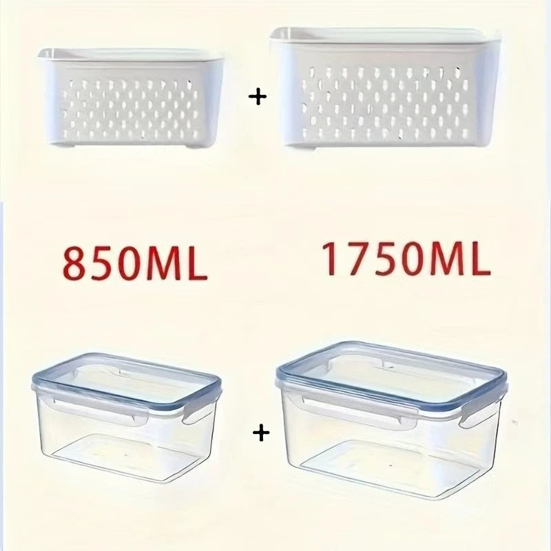 Juego de 4/6 piezas de recipientes herméticos para almacenamiento de alimentos - Cajas apilables para preparación de comidas - Adecuadas para frutas, verduras, carne y granos