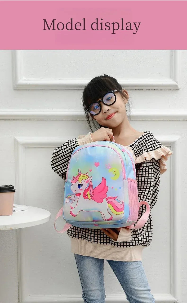 Nueva mochila para niños, bonita mochila escolar con estampado de sirena y unicornio de dibujos animados, mochila escolar ligera para guardería