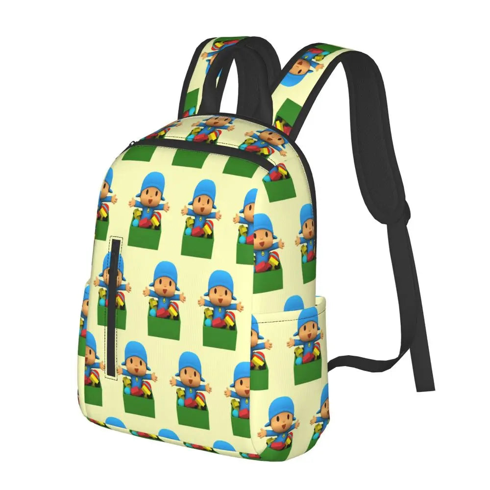 Mochila azul de dibujos animados de Pocoyo para niños, mochila de gran capacidad para niños, mochila escolar, bolsos de hombro para hombres y mujeres