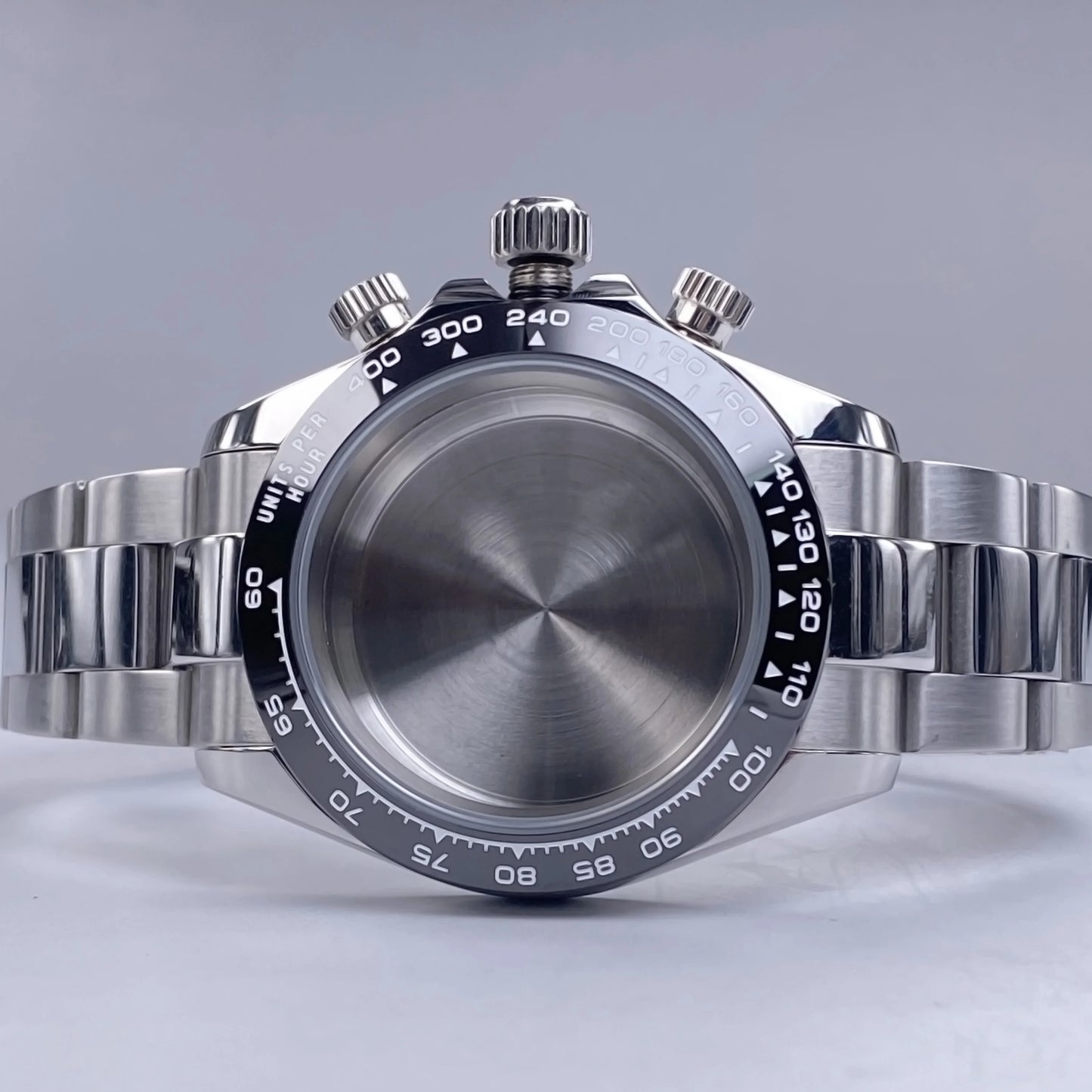 Caja VK63 Negra de 39 mm, Acero Inoxidable, Cristal de Zafiro Plano, Resistente al Agua, Compatible con Esferas de 29 mm-30 mm, Piezas de Caja para Reloj con Movimiento VK63