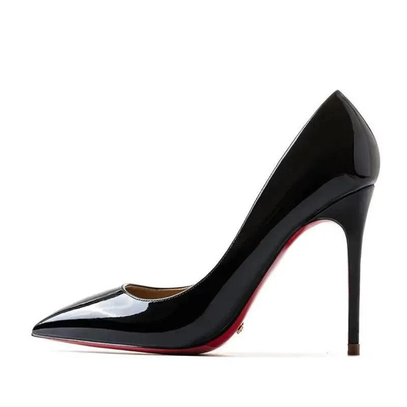 Zapatos de Tacón Alto para Fiesta de Boda, Tallas Grandes 35-44, Zapatos Rojos Nude Sexys con Suela de Goma, Punta Puntiaguda, Zapatos de Tacón Bajo para Mujer