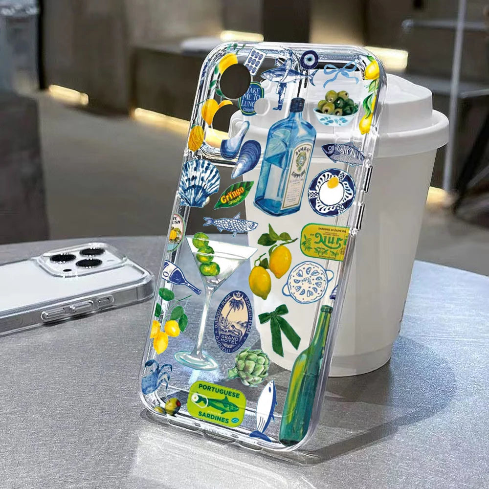Funda de teléfono bonita con forma de Animal del océano para iPhone 11, Funda protectora transparente para iPhone 15, 13, 14, 12, 16 Pro Max 8, 7 Plus, XR, XS, X SE