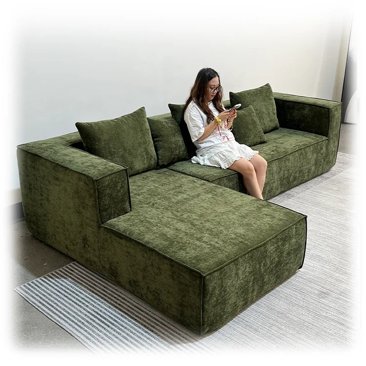 Sofá Cama Modular Reclinable, Tapizado, Moderno, para Sala de Estar, Apartamento, Compacto, de Tela y Esponja Comprimida, Esquinero