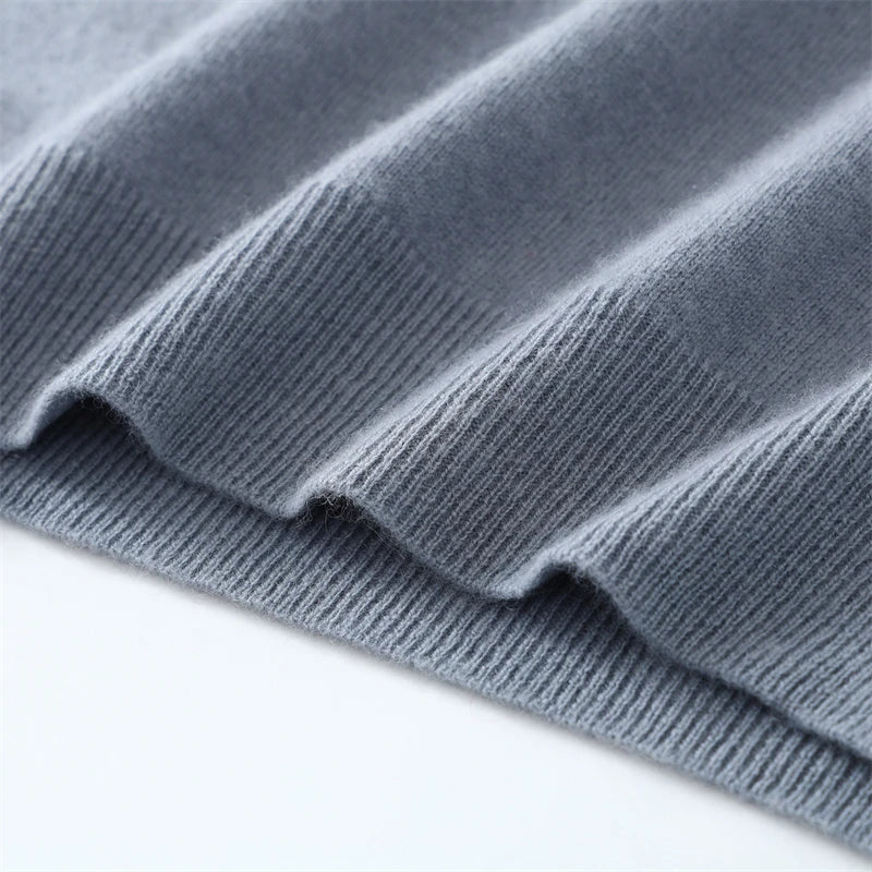 Otoño/Invierno, jersey de cachemira pura de 100% para hombre, suéter de punto liso informal de negocios, Tops sueltos de cuello redondo, jersey grueso y cálido