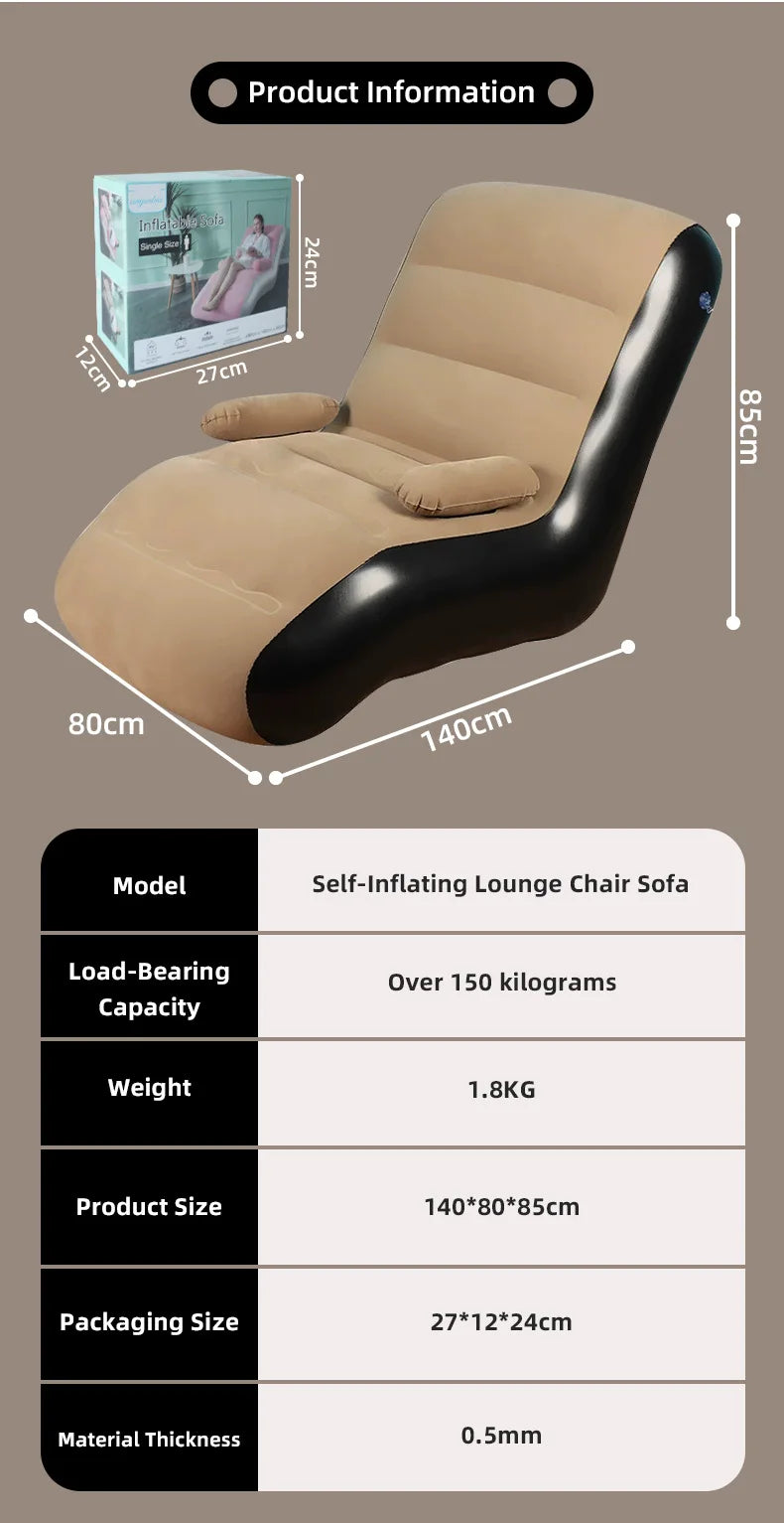 Inflatable Lounger Sofa with Storage Bag for Living Room And Bedroom Lazy Sofa Compact Foldable Seat Cushion