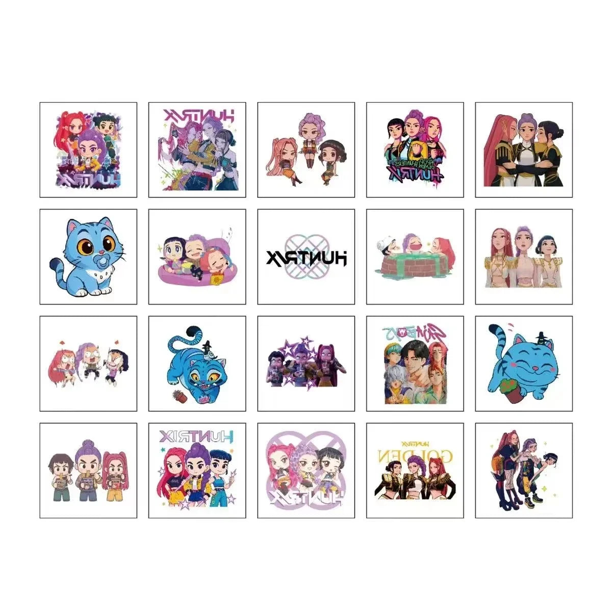 20 piezas/set de pegatinas de tatuajes temporales de dibujos animados Kpop Damon Hunters Rumi Kang, pegatinas de tatuajes de demonios Rumi para regalos de fiesta