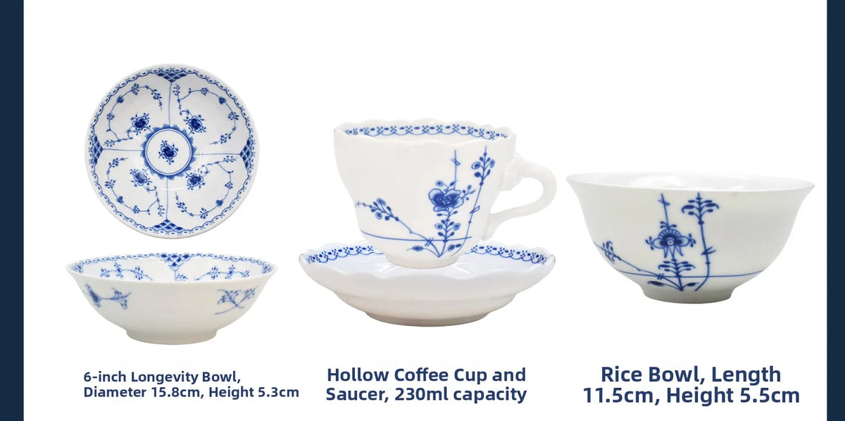 Juego de vajilla de porcelana blanca de Jingdezhen con diseño de hierba Tang azul y blanca, plato llano para uso doméstico, t...