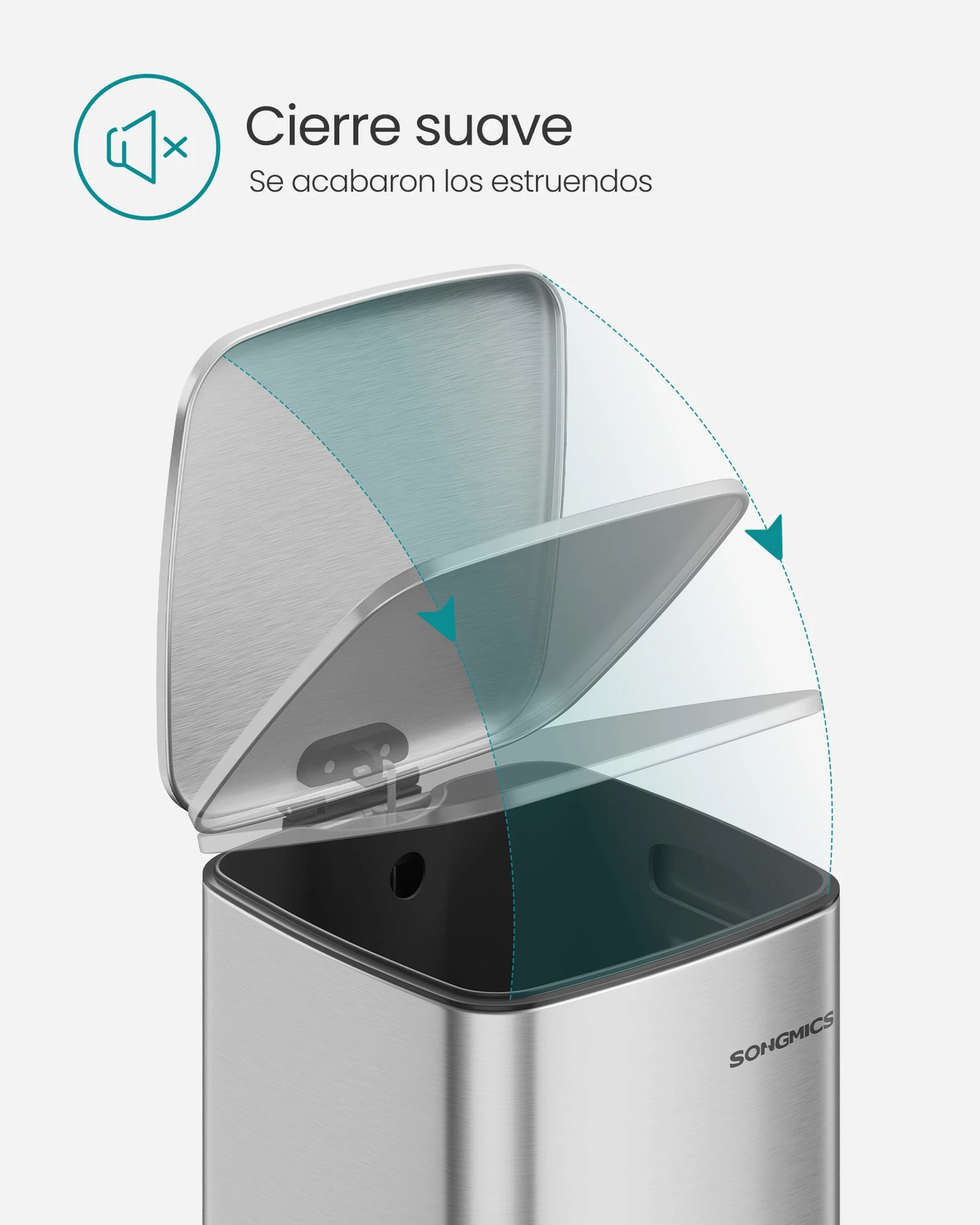 SONGMICS-papelera de cocina de 8 galones con Pedal de acero, cubo interior, cierre suave y se mantiene abierto, color plateado metálico, 30 L，Beige Arena/Negro Tinta
