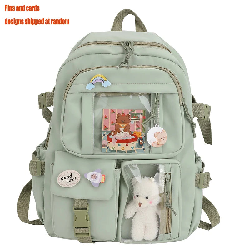 Mochilas bonitas para mujer, mochila escolar de nailon con múltiples bolsillos impermeable para estudiantes y niñas, mochila Kawaii para ordenador portátil, Mochilas