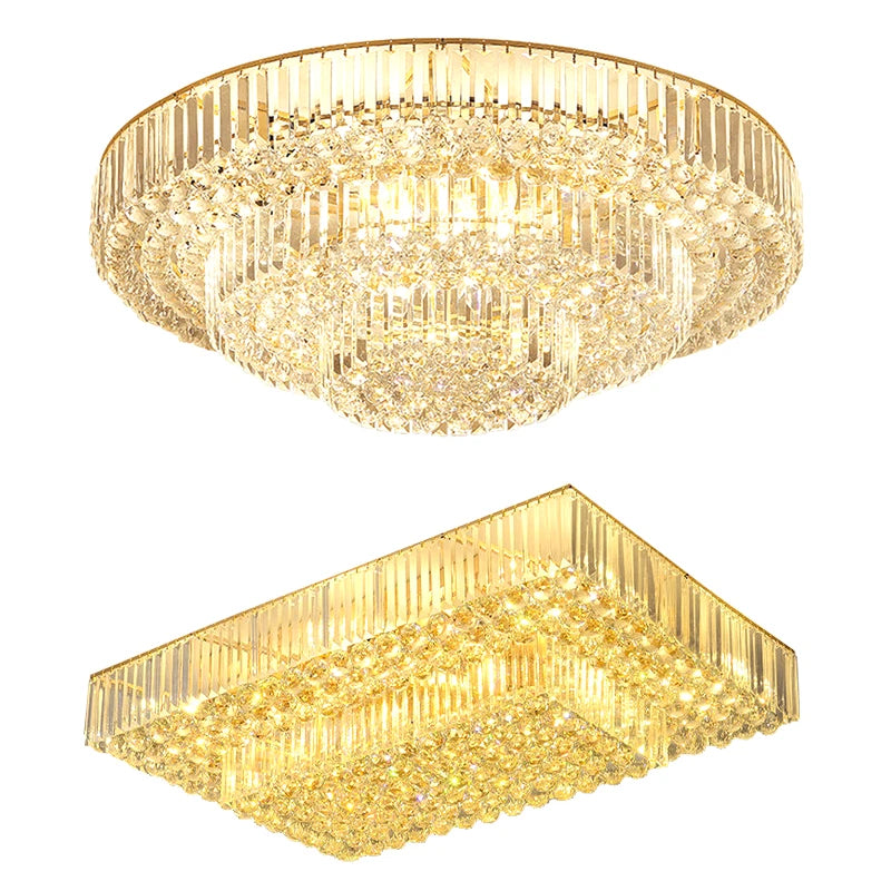 Luces de techo LED redondas clásicas, candelabros de cristal de lujo, decoración del hogar, plafón para sala de estar