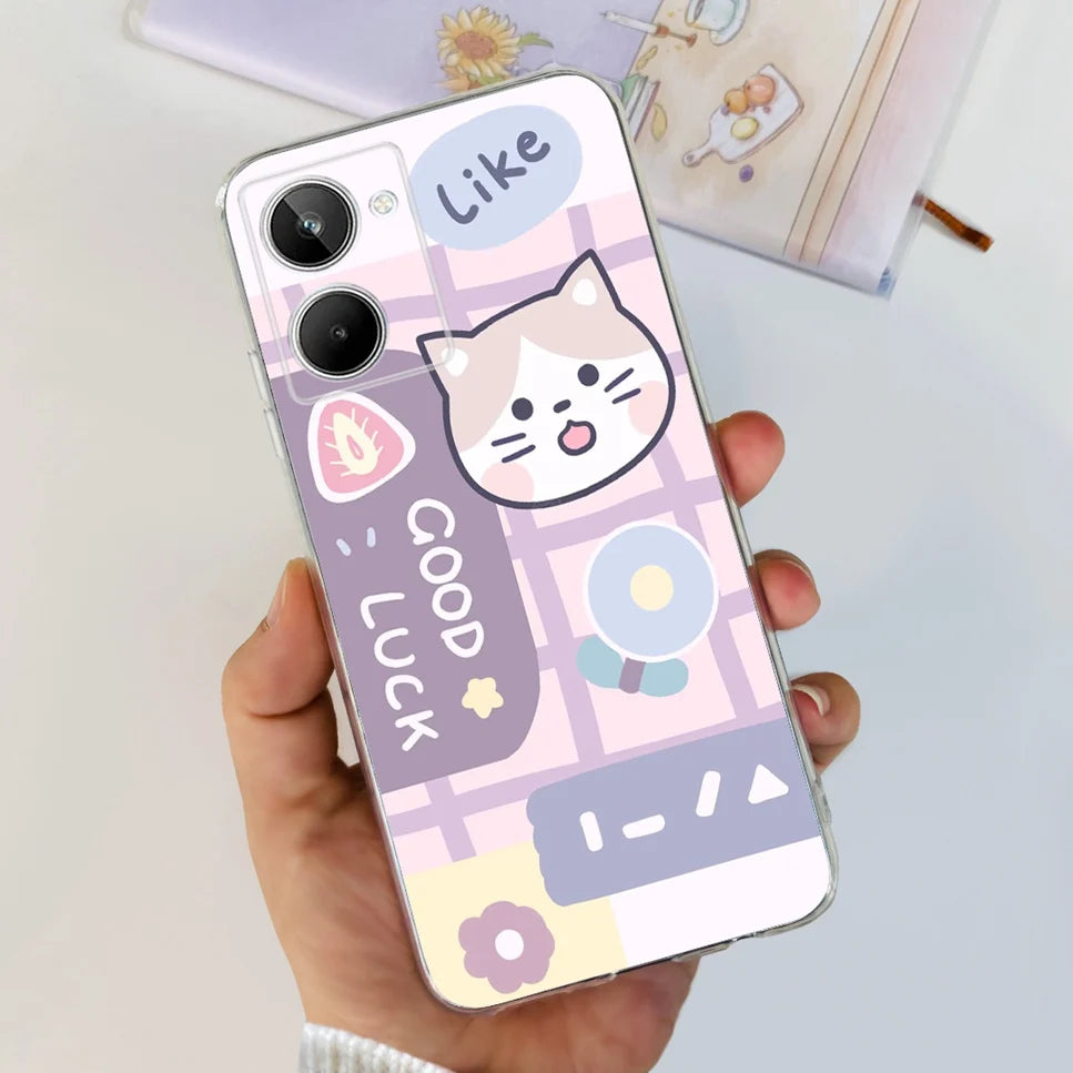 Para Realme 10 4G RMX3630 funda de teléfono suave de silicona TPU a prueba de golpes para Realme 10 funda protectora trasera con diseño de dibujos animados bonitos